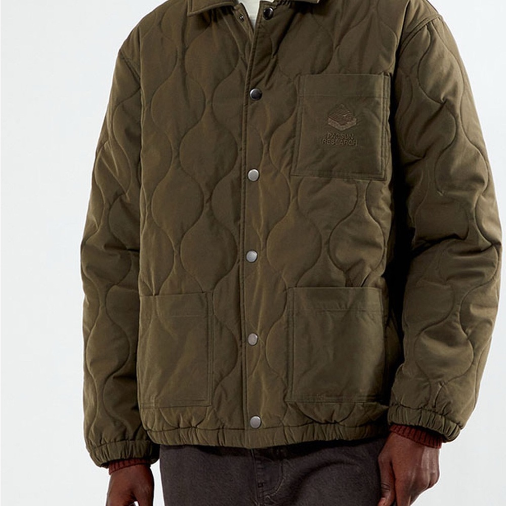 PacSun Olive Quilted Coach Jacket